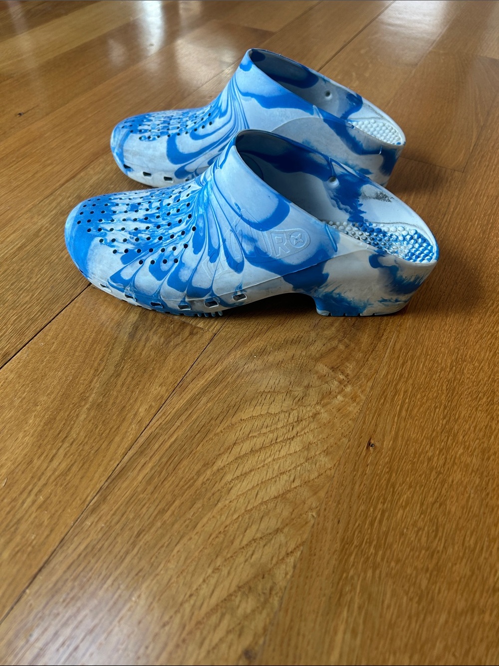 Blue & White Swirl Slip-On Clog Mules for Women